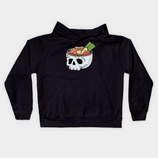 Kawaii Japanese Anime Skull Ramen for Halloween and Ramen Lovers Kids Hoodie